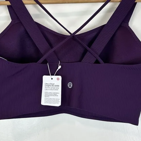 Lululemon Like a Cloud Ribbed Longline Bra D/DD Magenta NWT Rare Yoga Pilates 8 - Picture 4 of 9